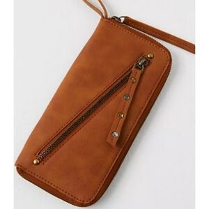 Free People Disressed Vegan Wallet Tan